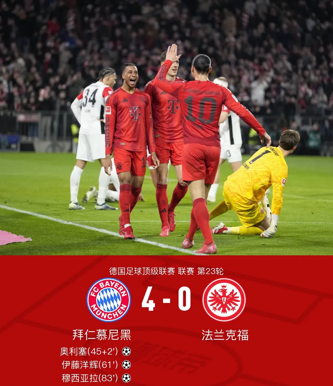 拜仁慕尼黑客场大胜，登顶积分榜的简单介绍